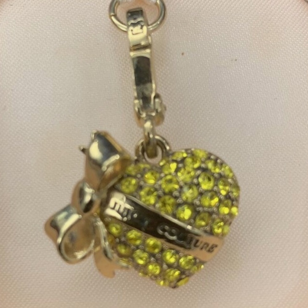 Juicy Couture YELLOW PAVE BANNER PUFF HEART CHARM SWAROVSKI CRYSTALS - Picture 6 of 16